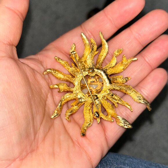 RARE Vintage Marcel Boucher Starburst Flower Baroque Style Pearl Brooch Pin - Picture 3 of 6